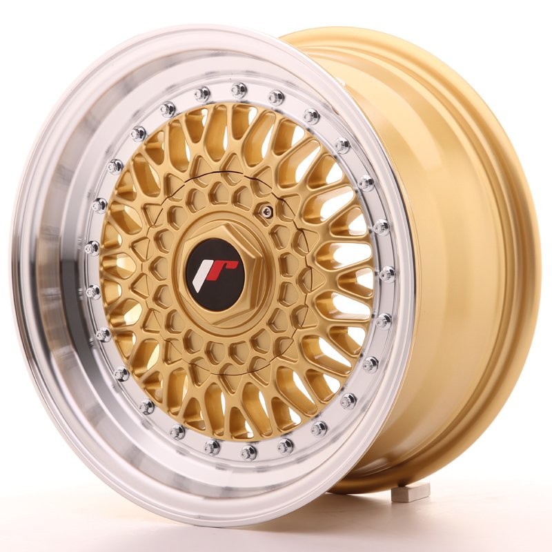 Japan Racing JR9 9.0x16 ET20 4x100/108 gold mit silber Bett