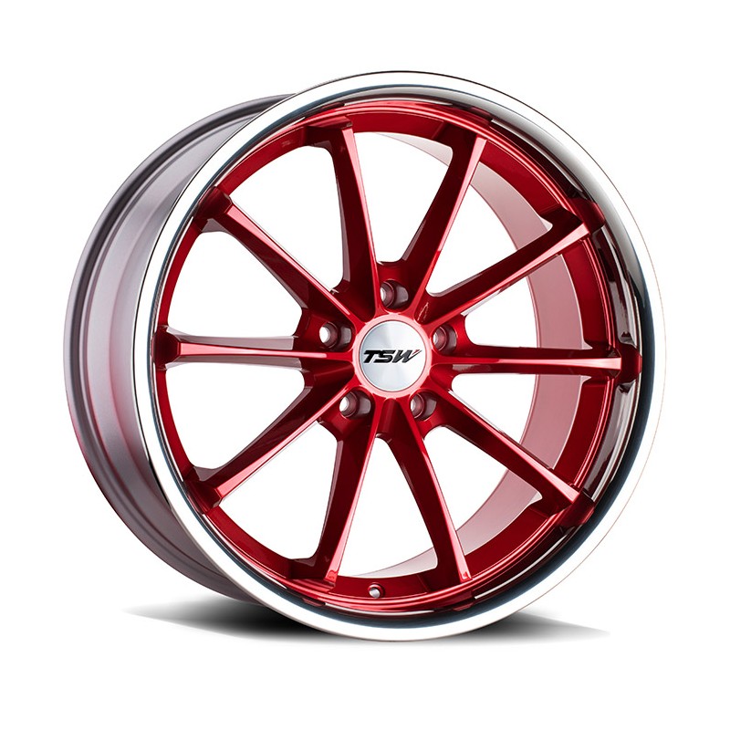 TSW Sweep 8.5x19 5x114.3 ET40 candy rot mit polierter Lippe